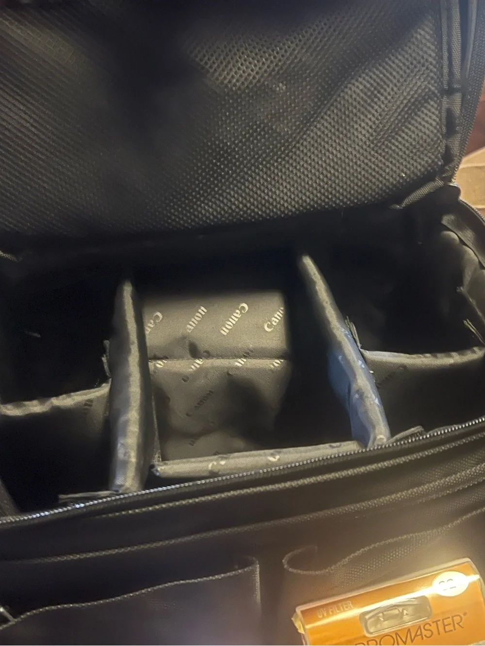 Canon Black Camera Bag with Accessories and Lens Filters